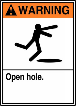 ANSI Warning Safety Sign: Open Hole. 14" x 10" Accu-Shield 1/Each - MRRT303XP