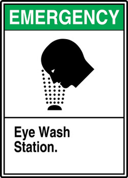 ANSI Emergency Safety Sign: Eye Wash Station 14" x 10" Dura-Plastic 1/Each - MRSD908XT