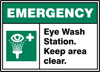 ANSI ISO Emergency Safety Sign: Eye Wash Station - Keep Area Clear. 10" x 14" Accu-Shield 1/Each - MRSD912XP