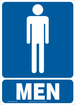 Safety Sign: (Graphic) Men (Blue Background) 10" x 7" Adhesive Dura-Vinyl 1/Each - MRST519XV