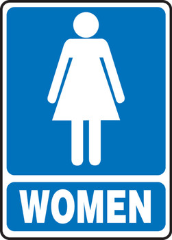 Safety Sign: (Graphic) Women (Blue Background) 10" x 7" Adhesive Vinyl 1/Each - MRST522VS