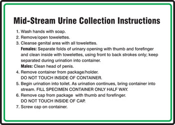 Safety Sign: Mid-Stream Urine Collection Instructions 10" x 14" Aluma-Lite 1/Each - MRST543XL