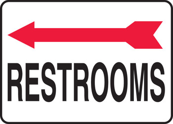 Safety Sign: Restrooms - With Arrow (Left) 10" x 14" Aluminum 1/Each - MRST548VA