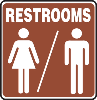 RESTROOM SIGNS 10" x 10" Adhesive Dura-Vinyl 1/Each - MRST553XV