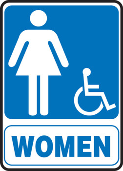 Restroom Sign: Handicap Accessible Women Restroom (Portrait) 10" x 7" Adhesive Dura-Vinyl 1/Each - MRST569XV