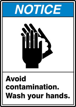 ANSI Notice Safety Sign: Avoid Contamination. - Wash Your Hands. 10" x 7" Aluminum - MRST809VA