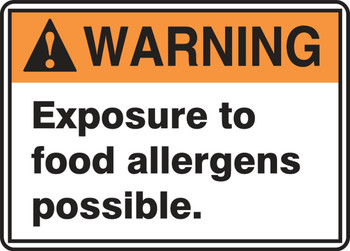 ANSI Warning Safety Sign: Exposure To Food Allergens Possible 10" x 14" Dura-Fiberglass 1/Each - MSFA303XF