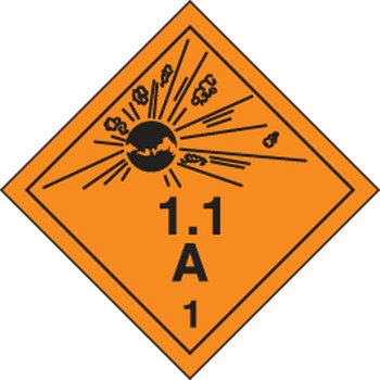 DOT Shipping Labels: Hazard Class 1: Explosive 1.1A 4" x 4" Adhesive Poly 250/Roll - MSL11EV2