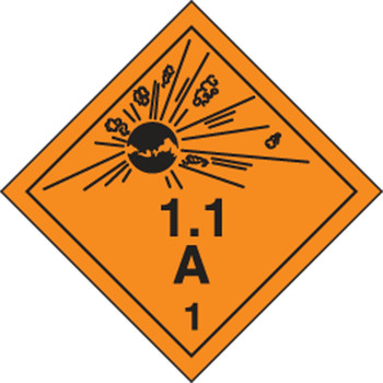 DOT Shipping Labels: Hazard Class 1: Explosive 1.1A 4" x 4" Adhesive Poly 500/Roll - MSL11EV5