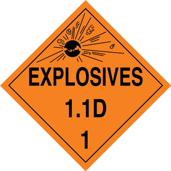 DOT Shipping Labels: Hazard Class 1: Explosive 1.1D 4" x 4" Adhesive Poly 500/Roll - MSL14EV5