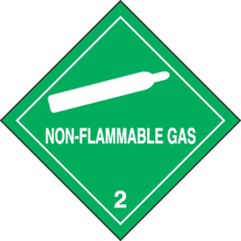 DOT Shipping Labels: Hazard Class 2: Non-Flammable Gas 4" x 4" Adhesive Poly 250/Roll - MSL201EV2