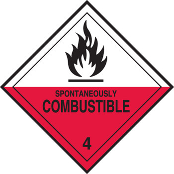 DOT Shipping Labels: Hazard Class 4: Spontaneously Combustible 4" x 4" Adhesive Poly 250/Roll - MSL403EV2