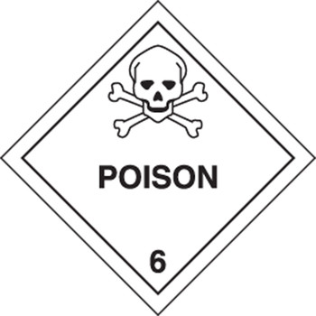 DOT Shipping Labels: Hazard Class 6: Poison 4" x 4" Adhesive Poly 250/Roll - MSL601EV2