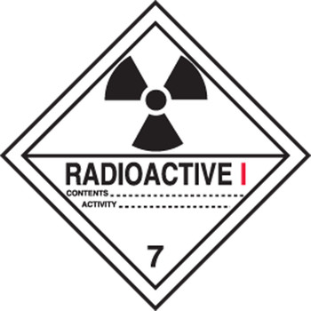 DOT Shipping Labels: Hazard Class 7: Radioactive I 4" x 4" Adhesive Coated Paper 500/Roll - MSL701PS5