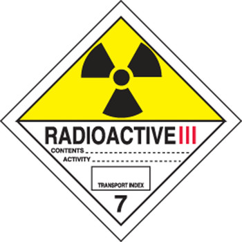 DOT Shipping Labels: Hazard Class 7: Radioactive III 4" x 4" Adhesive Poly 250/Roll - MSL703EV2