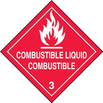 Bilingual DOT Shipping Labels: Hazard Class 3: Combustible Liquid (English, Español) 4" x 4" Adhesive Coated Paper 500/Roll - MSLSP5PS5