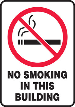 Smoking Control Sign: No Smoking In This Building 10" x 7" Adhesive Vinyl 1/Each - MSMG516VS