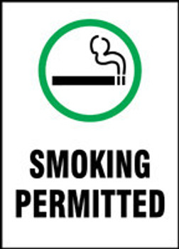 Safety Sign: Smoking Permitted 14" x 10" Adhesive Vinyl 1/Each - MSMG572VS