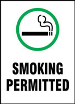 Safety Sign: Smoking Permitted 14" x 10" Adhesive Dura-Vinyl 1/Each - MSMG572XV