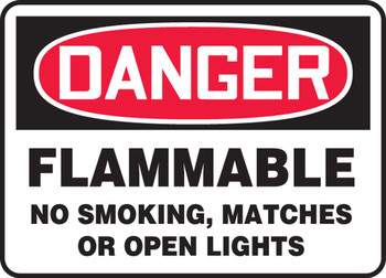 OSHA Danger Safety Sign: Flammable - No Smoking, Matches Or Open Lights 14" x 20" Accu-Shield 1/Each - MSMK009XP