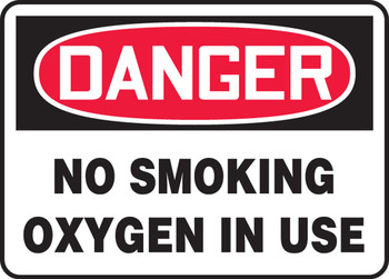 OSHA Danger Safety Sign: No Smoking - Oxygen Is In Use 10" x 14" Dura-Fiberglass 1/Each - MSMK041XF