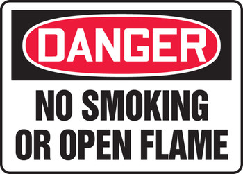 OSHA Danger Safety Sign: No Smoking Or Open Flame English 10" x 14" Accu-Shield 1/Each - MSMK050XP