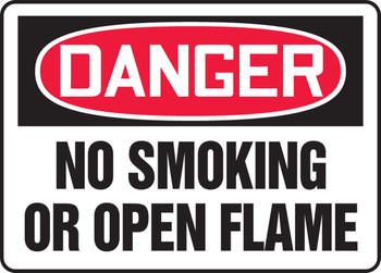OSHA Danger Safety Sign: No Smoking Or Open Flame English 10" x 14" Dura-Plastic 1/Each - MSMK050XT