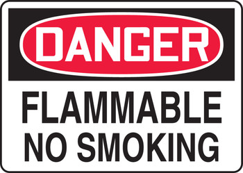 OSHA Danger Safety Sign: Flammable - No Smoking 10" x 14" Adhesive Dura-Vinyl - MSMK246XV
