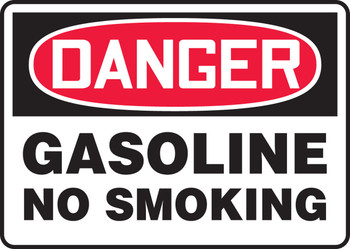 OSHA Danger Safety Sign: Gasoline - No Smoking 7" x 10" Dura-Plastic 1/Each - MSMK253XT