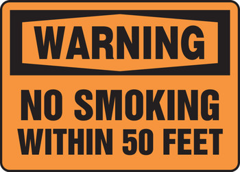 OSHA Warning Safety Sign: No Smoking Within 50 Feet 7" x 10" Accu-Shield 1/Each - MSMK325XP