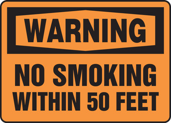 OSHA Warning Safety Sign: No Smoking Within 50 Feet 10" x 14" Aluminum 1/Each - MSMK326VA