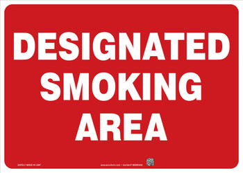 Safety Sign: Designated Smoking Area 10" x 14" Accu-Shield 1/Each - MSMK403XP