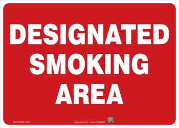 Safety Sign: Designated Smoking Area 7" x 10" Adhesive Vinyl - MSMK404VS