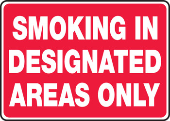 Safety Sign: Smoking In Designated Areas Only 7" x 10" Aluminum 1/Each - MSMK405VA