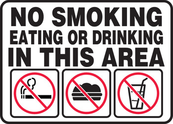 Safety Sign: No Smoking Eating Or Drinking In This Area 7" x 10" Dura-Fiberglass 1/Each - MSMK421XF