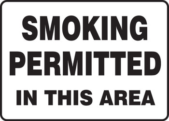 Safety Sign: Smoking Permitted In This Area 10" x 14" Plastic 1/Each - MSMK462VP