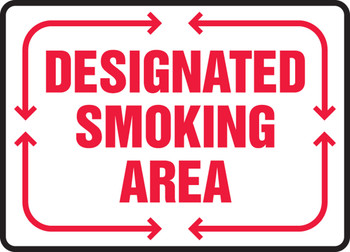 Safety Sign: Designated Smoking Area 7" x 10" Adhesive Vinyl 1/Each - MSMK479VS