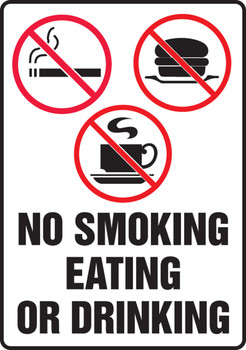 Safety Sign: No Smoking Eating Or Drinking 10" x 7" Adhesive Vinyl 1/Each - MSMK505VS