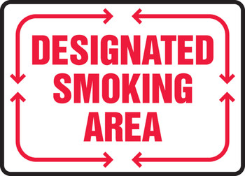 Safety Sign: Designated Smoking Area 10" x 14" Plastic 1/Each - MSMK527VP