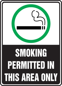 Safety Sign: Smoking Permitted In This Area Only 7" x 5" Plastic - MSMK537VP