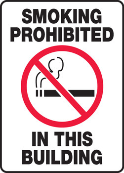 Smoking Control Sign: Smoking Prohibited In This Building 14" x 10" Plastic 1/Each - MSMK583VP