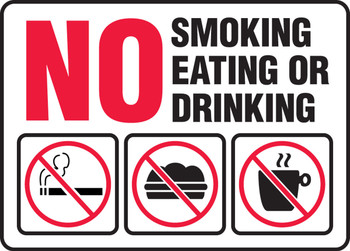 Safety Sign: No Smoking Eating Or Drinking 10" x 14" Adhesive Dura-Vinyl - MSMK585XV