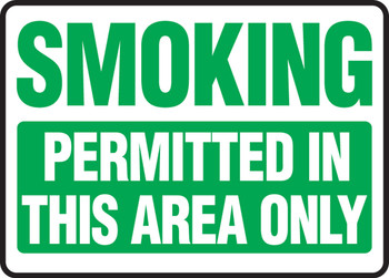 Smoking Safety Sign: Permitted In This Area Only 10" x 14" Aluminum 1/Each - MSMK588VA