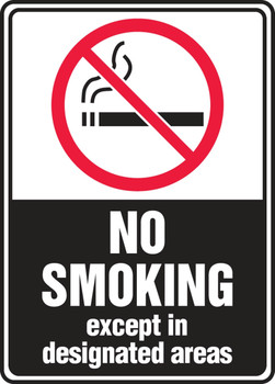 Safety Sign: No Smoking - Except In Designated Areas 7" x 5" Aluma-Lite 1/Each - MSMK591XL