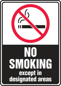 Safety Sign: No Smoking - Except In Designated Areas 10" x 7" Adhesive Dura-Vinyl 1/Each - MSMK594XV