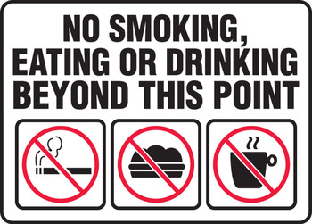 Safety Sign: No Smoking, Eating Or Drinking Beyond This Point 10" x 14" Aluma-Lite 1/Each - MSMK908XL