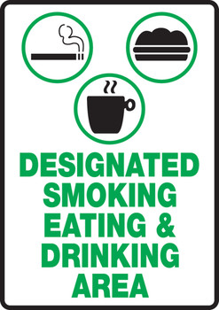 Safety Sign: Designated Smoking Eating & Drinking Area 10" x 7" Aluminum 1/Each - MSMK921VA