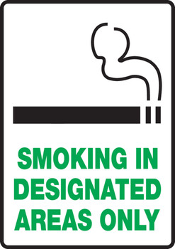 Safety Sign: Smoking In Designated Areas Only 10" x 7" Adhesive Vinyl 1/Each - MSMK931VS