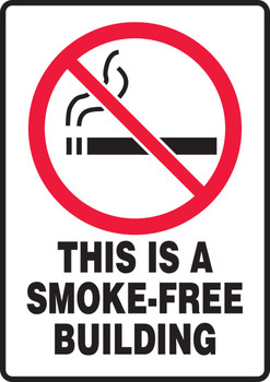 No Smoking Sign: This Is A Smoke-Free Building 10" x 7" Dura-Fiberglass 1/Each - MSMK941XF