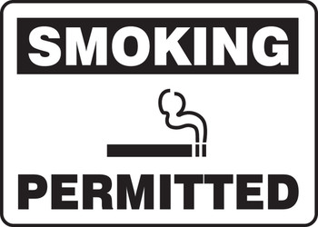 Smoking Safety Sign: Permitted 10" x 14" Aluminum 1/Each - MSMK957VA